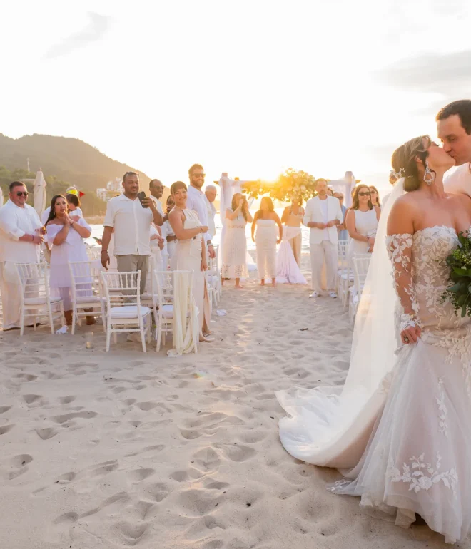 That first, unforgettable kiss as husband and wife, framed by a perfect golden hour sunset on the sand. Picture walking hand-in-hand, surrounded by your loved ones, with the Pacific Ocean as your witness. This is the moment where time stands still, creating a memory etched in gold on the shores of Puerto Vallarta