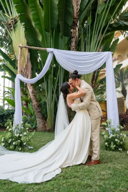 The kiss that starts it all. A breathtaking moment filled with pure devotion and romantic joy as you seal your vows beneath the tropical canopy of Puerto Vallarta—a memory captured to last a lifetime