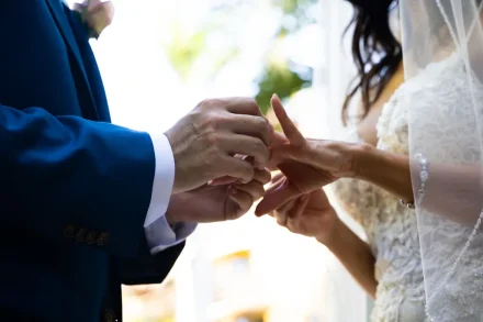 An intimate and sacred moment filled with emotion. The tender exchange of rings, capturing a timeless promise of love and lifelong devotion in Puerto Vallarta