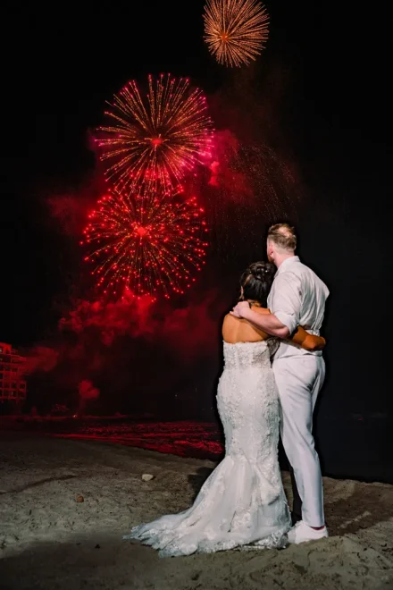 Imagine, your first private moment as spouses, held in each other's arms as the sky celebrates with you. A purely magical memory where the universe seems to explode with color just for your love