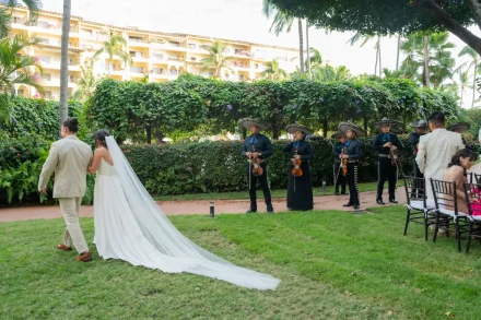 Nothing captures the romantic energy of Mexico like stepping into forever to the thrilling sound of a live mariachi band. Surrounded by lush gardens and vibrant music, your first walk as husband and wife in Puerto Vallarta becomes an unforgettable celebration