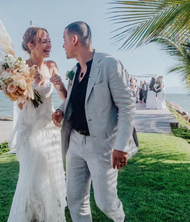 Pure bliss in every step as husband and wife. Unscripted laughter, radiant joy, and the tropical breeze setting the mood for those legendary first moments after saying 'I do' by the ocean in Puerto Vallarta